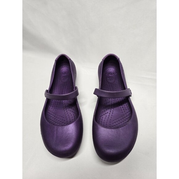 Crocs Women's Alice Mary Jane Flats Slip On Shoes Vibrant Violet Purple Size 7 - Picture 3 of 9